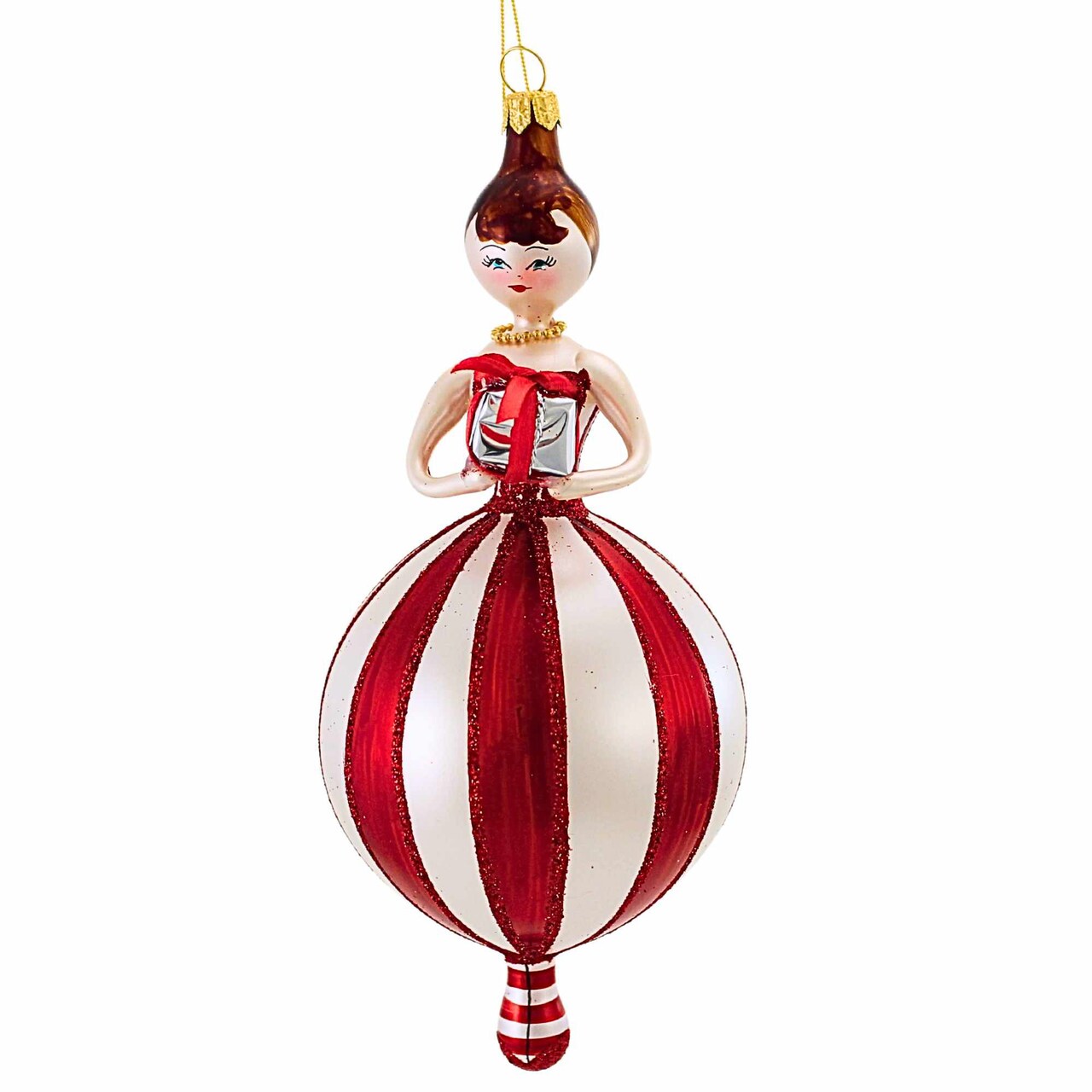 Italian Ornaments 7.5 Inch Dottie Merristripe Christmas Tree Ornament , Christmas Decor Retro Girl Mgd
